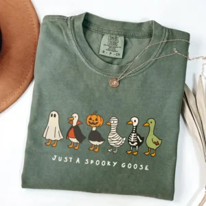 Halloween Funny Goose Shirt, Just a Spooky Goose Shirt, Halloween Shirt, Skeleton Goose Tee, Spooky Season Shirt, Spooky Tee